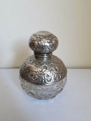 Solid Silver Topped Cut Glass Perfume Bottle (lid Af) J H Worrall 1907,  V.  Pretty