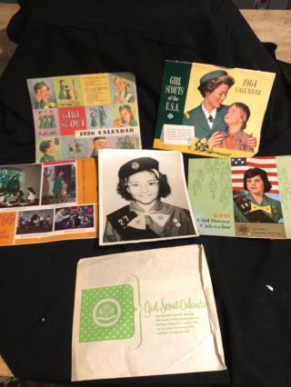 Antique Girl Scout Calendars And Old Photo