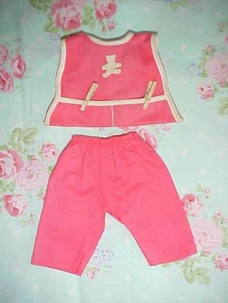 Vintage Hard To Find 8 " Baby Ginnette Ginny Pink Apron Outfit