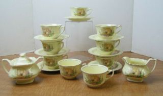 Breakfast Nook China By W.  S.  George Pottery (cups,  Saucers,  Creamer,  Sugar Bowl)