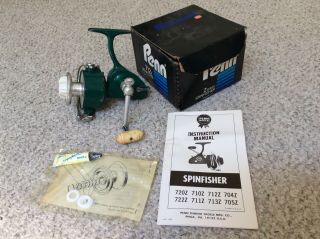 Old/classic Green Penn 712 Spinfisher Spinning Reel W/box Papers Etc.