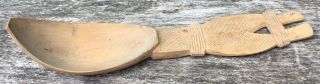 Old Vintage Hand Carved Tribal Influence Wooden Spoon 8.  25” Long 2