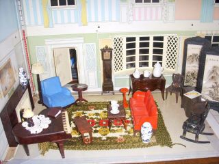Renwal Large Living Room Set Plastic Dollhouse Furniture Marx Ideal P[lasco