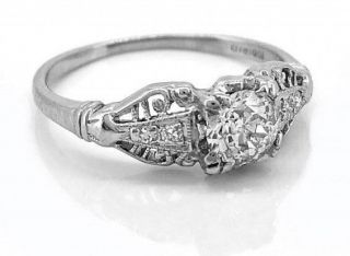 0.  45 Ct Vintage Art Deco Round Cut Antique Engagement Ring S925 (ring Size - 7)