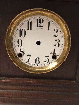 Antique Sessions Mantel Clock Wood Case & Face Only Parts Repair 2