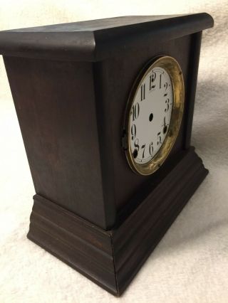 Antique Sessions Mantel Clock Wood Case & Face Only Parts Repair 3