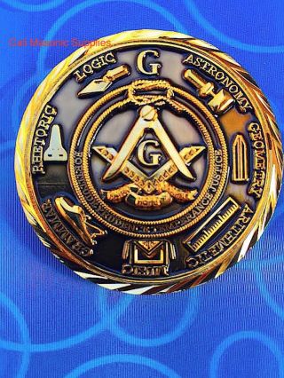 Masonic Commemorative 2 " Challenge Coin Dark Golden 3d Design Mason Gift
