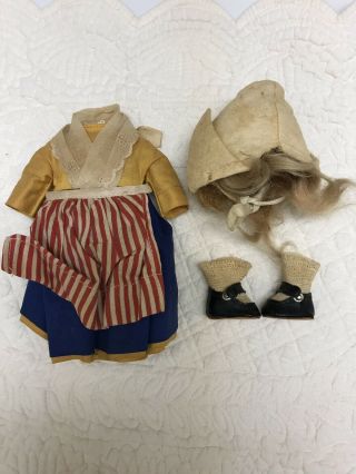 Vintage 1930’s M.  Alexander 9” Wendy Ann Composition Doll Dutch Outfit Wig Shoes