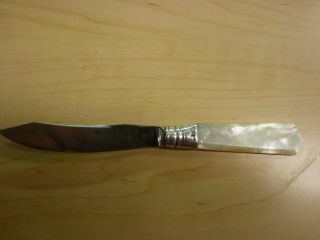 Antique H S Co Mother Of Pearl Handle Sterling Bolster Fruit Knife