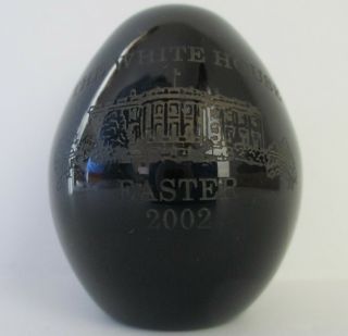 White House Easter Egg 2002 Glass Black Paperweight Memorial Egg 9/11 Tribute