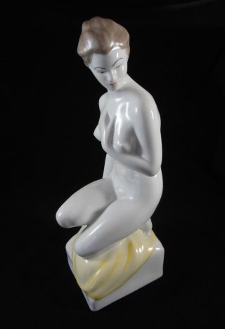Large Porcelain Nude Woman Lady Sculpture Figurine Hollohaza Hungary Erotica