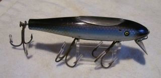 Vintage Wood Pflueger Mustang Lure 7/25/19pot Silver Scale Blue
