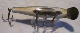 VINTAGE WOOD PFLUEGER MUSTANG LURE 7/25/19POT SILVER SCALE BLUE 3