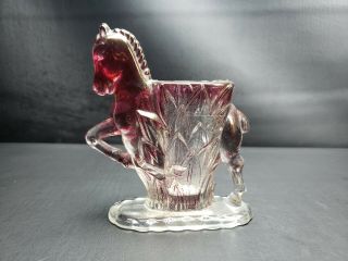 Red Flash Glass Horse Toothpick Holder Heisey Antique