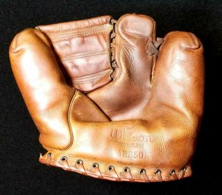 1947 Wilson Ball Hawk Leather Baseball Glove Mitt Vtg Antique Deep Stamped 