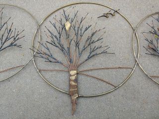 Mid Century Modern Brutalist Curtis Jere Style Trees Metal Wire Wall Sculpture 3