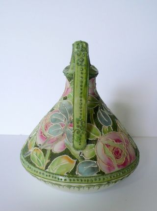Antique Nippon Noritake Maple Leaf Moriage Roses Porcelain Ewer Vase 4