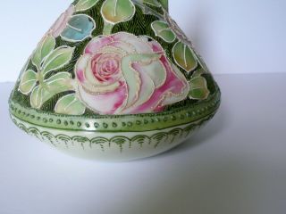 Antique Nippon Noritake Maple Leaf Moriage Roses Porcelain Ewer Vase 5