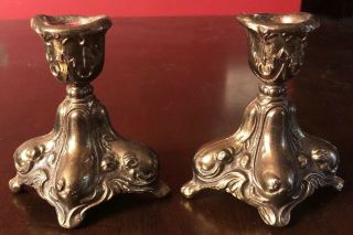 Vintage Ornate Design Gold Metal Candlestick Candle Holders Hollywood