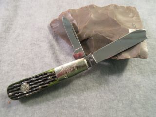 Burnt Chimney Boker Razor Easy Out Two Blade Knife Green Bone Solingen Germany