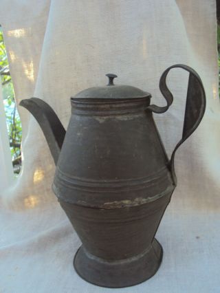 Early 19th C.  Antique Pennsylvania Pa German Dutch Tin Smith Coffee Pot 9 1/2 "