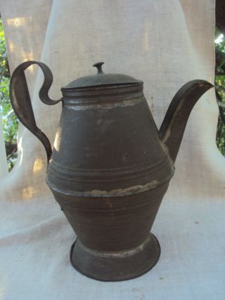 Early 19th C.  Antique Pennsylvania PA German Dutch Tin Smith Coffee Pot 9 1/2 