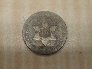 Worn United States Three Cent Piece 1852 Circulated Silver Coin Antique