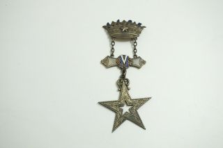 Antique 1907 - 08 Paramus Valley Cl Silver & Enamel Track & Field Medal Award Pin
