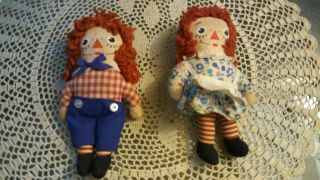 Vintage Cloth Knickerbocker Raggedy Ann & Andy Doll Set 7 "