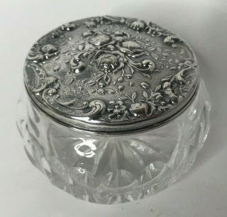 Antique Gorham Crystal Silver Plate Vanity Dresser Box Roses Signed 1847