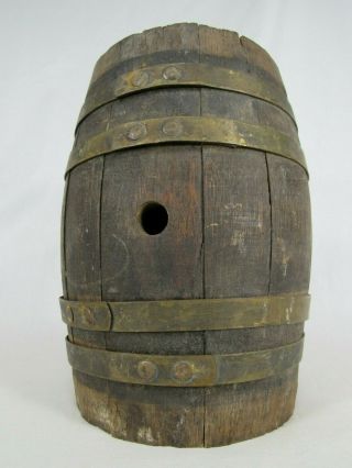 Small Antique Wooden Whiskey Barrel Wine Keg / 8 " Tall Very Rare Primitive