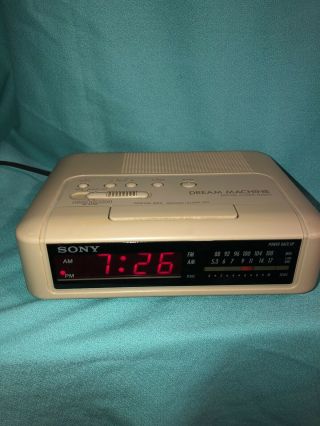 Vintage Sony Dream Machine Digital Clockradio W/alarm Icf - C240 Tan Retro