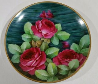Antique Ginori Hand Painted Roses Cabinet Plate