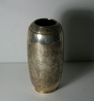 Antique Art Deco Signed Sterling Silver & 14k Gold Top Vase