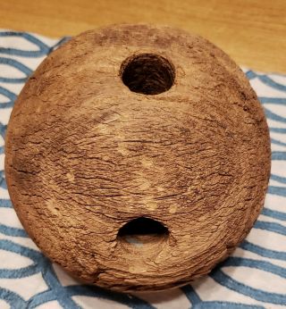 Antique Wooden Two Hole Bowling Ball