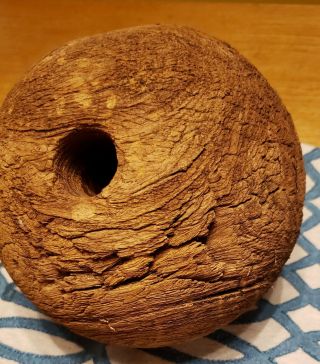 Antique Wooden Two Hole Bowling Ball 2