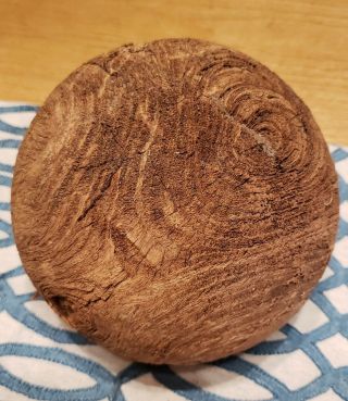 Antique Wooden Two Hole Bowling Ball 3