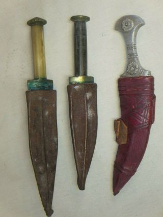 3 Vtg Hand Made Asian Knives Brought Back From Wwii