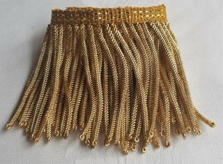 Vintage Gold Metallic Bullion Fringe Coiled Strands 11 Inches X 2 1/2