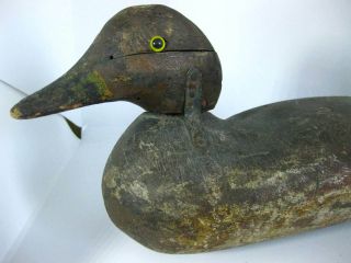 Antique Wooden Decoy,  Mallard,  Carved,  Led Weights Duck The Best One 3