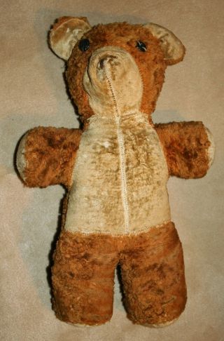 Vntg Well - Loved Brown/tan Plush Stuffed Teddy Bear Button Eyes 19 "