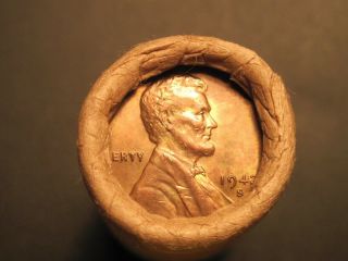 1942 - S Au Unc Bu (half) Roll Of Lincoln Wheat Cents Uncirculated Antique Pennies