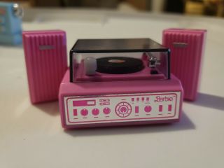 1987 Vintage Barbie Action Record Player Arco 80s Stereo Wind Up Doll House