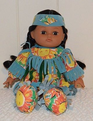 Gi - Go Toys Vinyl Cloth Sleepy Eyes Native American Indian Doll 12 " Vintage
