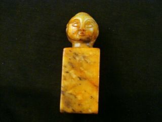 Good Quality Chinese Old Jade Hand Carved Boy Seal C249