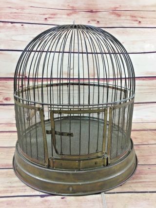 Antique Brass Dome Bird Cage W/ Screen Guard C1910 Poss Hendryx? Wedding Decor