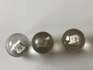 7 Antique German Marbles Sulfide,  Solid Core Swirl,  Bennington 4