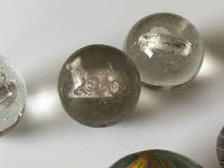 7 Antique German Marbles Sulfide,  Solid Core Swirl,  Bennington 5