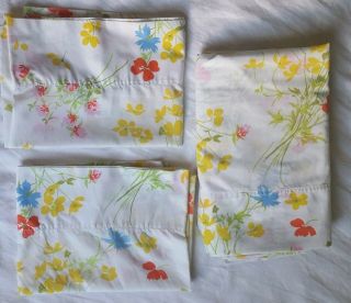 Vtg Fieldcrest Perfection Full Flat Sheet Plus 2 Standard Pillowcases Floral