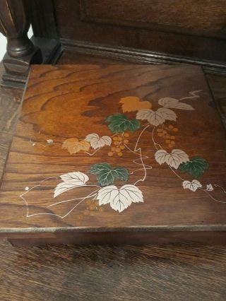 An Unusual Vintage Wooden Box With Leaf Design